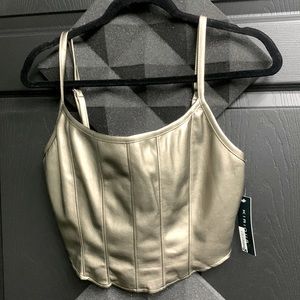 KIRIOUS GOLD FAUX LEATHER TOP NEW!